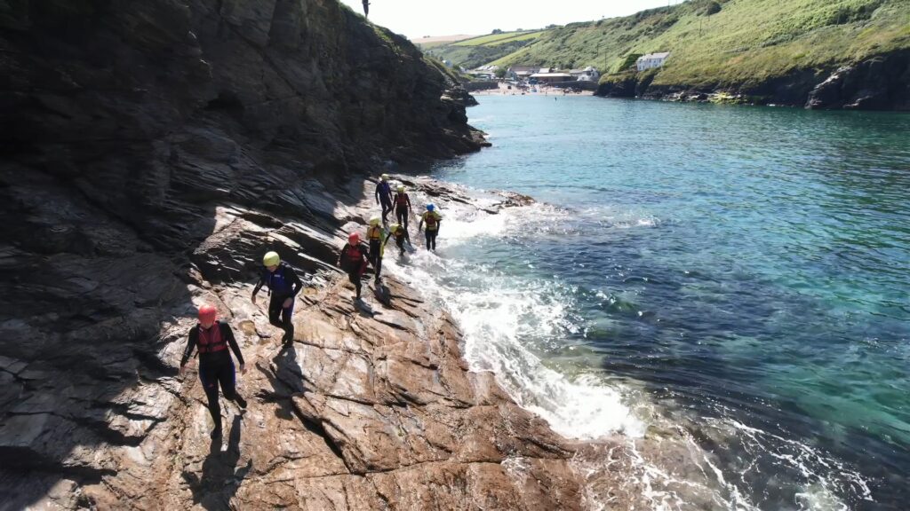 Coasteering still from drone 1