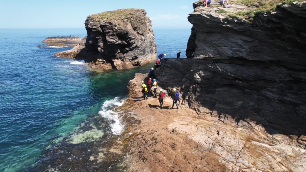 Coasteering still from drone 3
