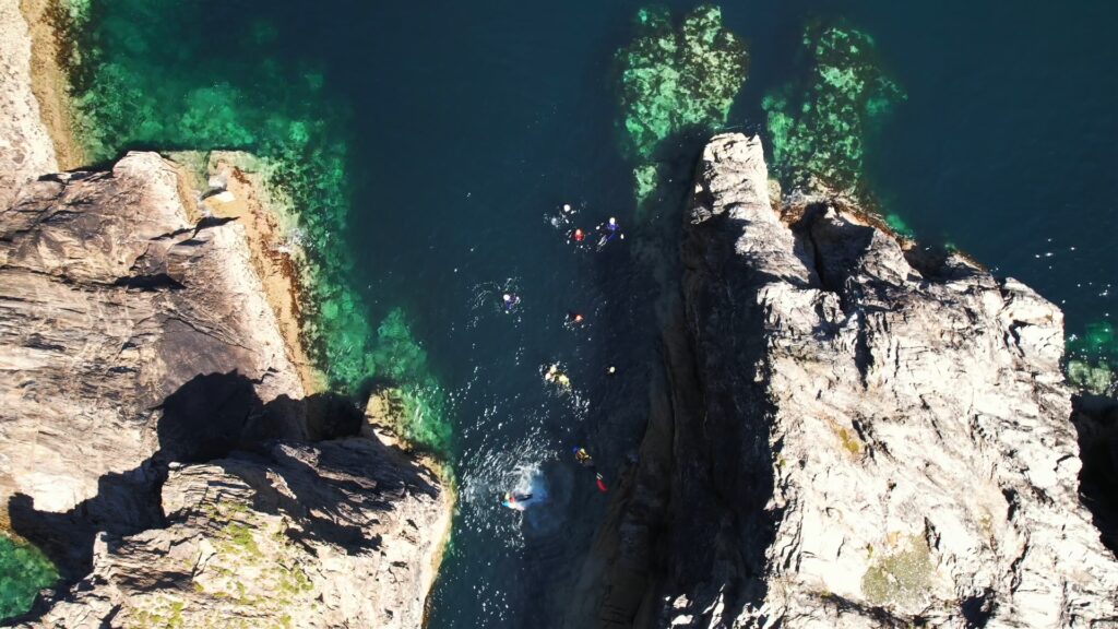 Coasteering still from drone 6