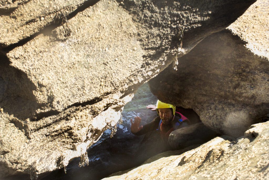 Exploring sea caves and gullies
