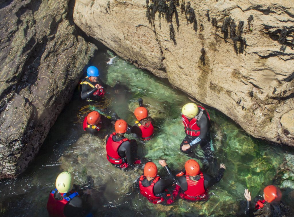 Exploring the rock pools and gullies
